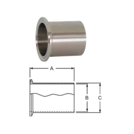 Sanitube Automated Weld Clamp Ferrule 2.250" Oal STL14AM76PL-200